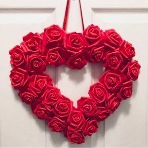 Handmade Heart Shaped Red Rose Wreath